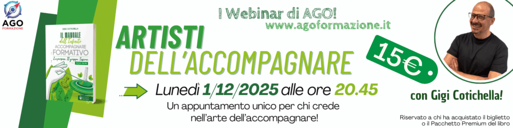 Banner con informazione per il webinar Artisti dell'accompagnare